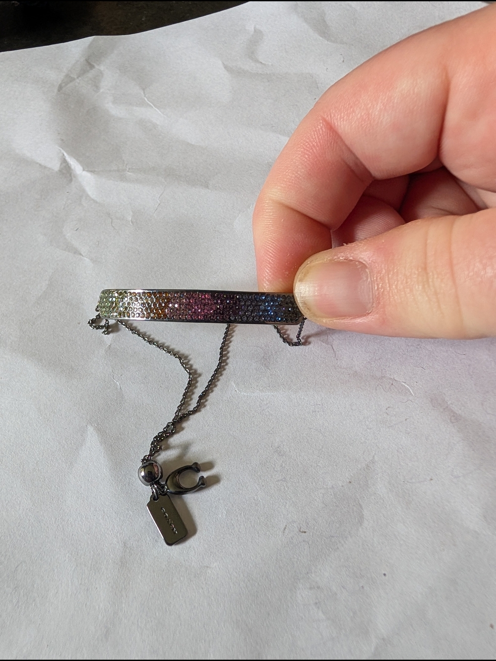 Coach Women’s Pavé Rainbow Bar Bracelet - Gunmetal Pride - Picture 2 of 3